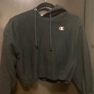 Black champion cropped hoodie